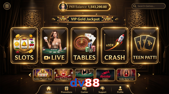 Main screen of Dv88 casino page for PK players